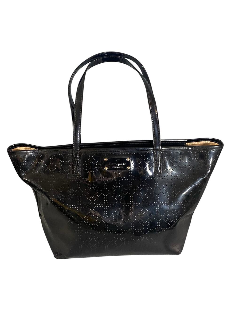Kate Spade Harmony Metro Black Perforated Zip Tote Bag